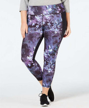 Ideology Womens Plus Size Trimmed Cropped Leggings Size 3X Color Dark Floral - £25.48 GBP