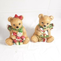Homco 5251 Bears Couple Christmas Holiday Figurines Holding Clown Horse - £19.77 GBP