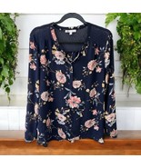Daniel Rainn DR2 Floral Blouse Classic Boho feminine Career XL Navy blue... - $19.75