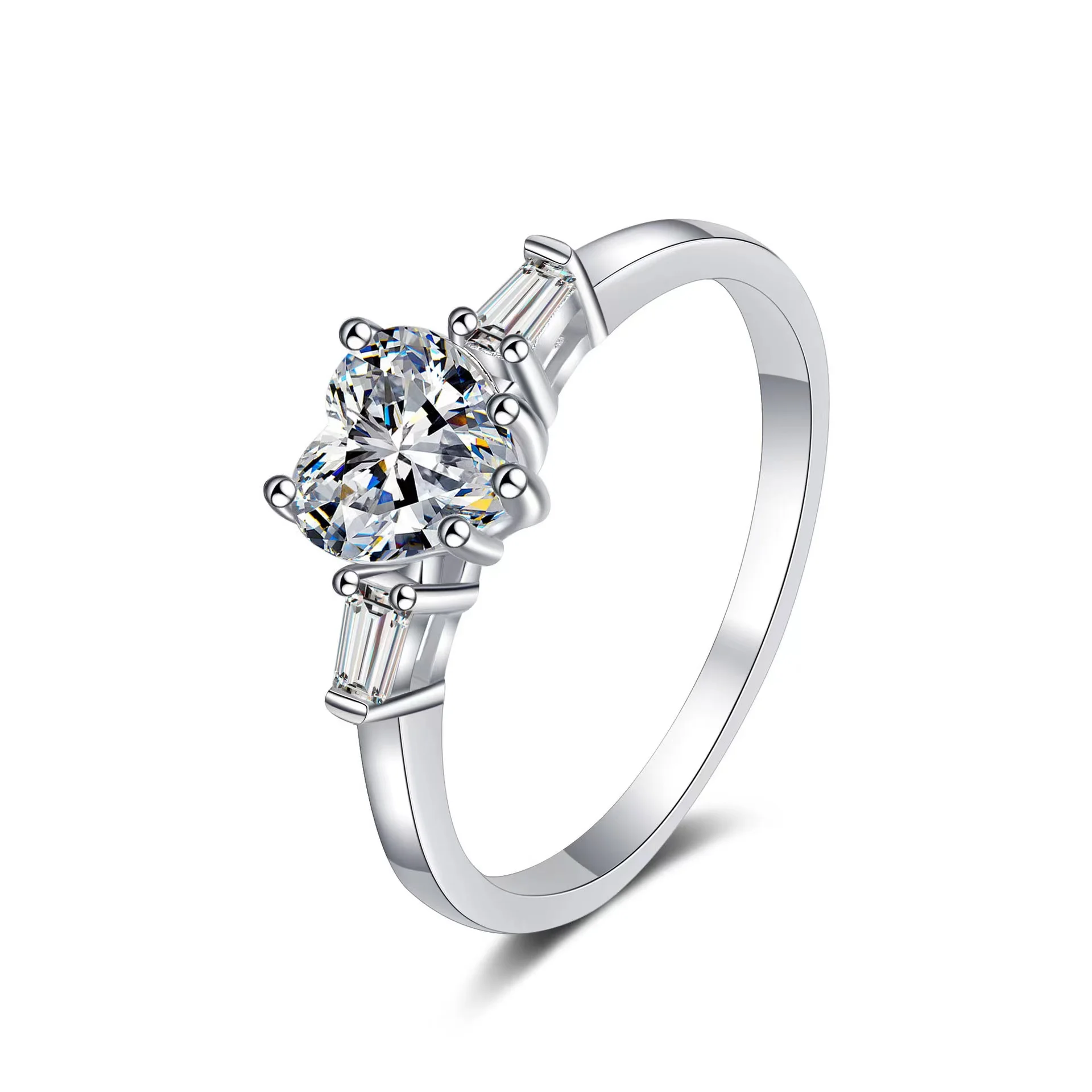Trendy 1.2ct VVS1 Moissanite Heart Ring for Women Jewelry Plated Platinum Lab Mo - £58.04 GBP