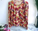 Womens Floral LANDS END Stretchy Long Sleeve Top Shirt SIZE Large 14 - 1... - £17.38 GBP
