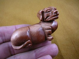 Y-DOG-DA-702) orange DACHSHUND weiner dog hotdog FIGURINE carving I love... - £13.78 GBP