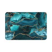 Teal Blue Gold Glitter Agate Non-Slip Bath Mat 16x24 - $606.30 MXN