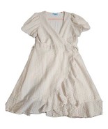 DRAPER JAMES RSVP Puff Sleeve Wrap Dress Ruffled Seersucker Striped Size... - $553.98 MXN