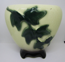 Vtg Royal Copley Oval footed Planter Pottery Green English Ivy Leaf Vase - £13.19 GBP