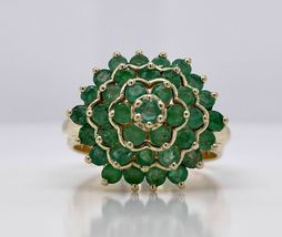 14K Yellow Gold Over Round Emerald Cluster Wedding Party Pretty Ring 2.72Ct - £88.13 GBP