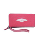 Genuine Stingray Skin Leather Women Wristlet Bag Zipper Closure : Pink - £72.36 GBP