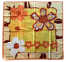  Beeline Italy Scarf  Mod Flowers Orange 1970S Multiples - $21.78