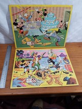 Two Vtg 1960s Jaymar Walt Disney Puzzles Mickey Mouse Treasure Island &amp; Birthday - £5.34 GBP