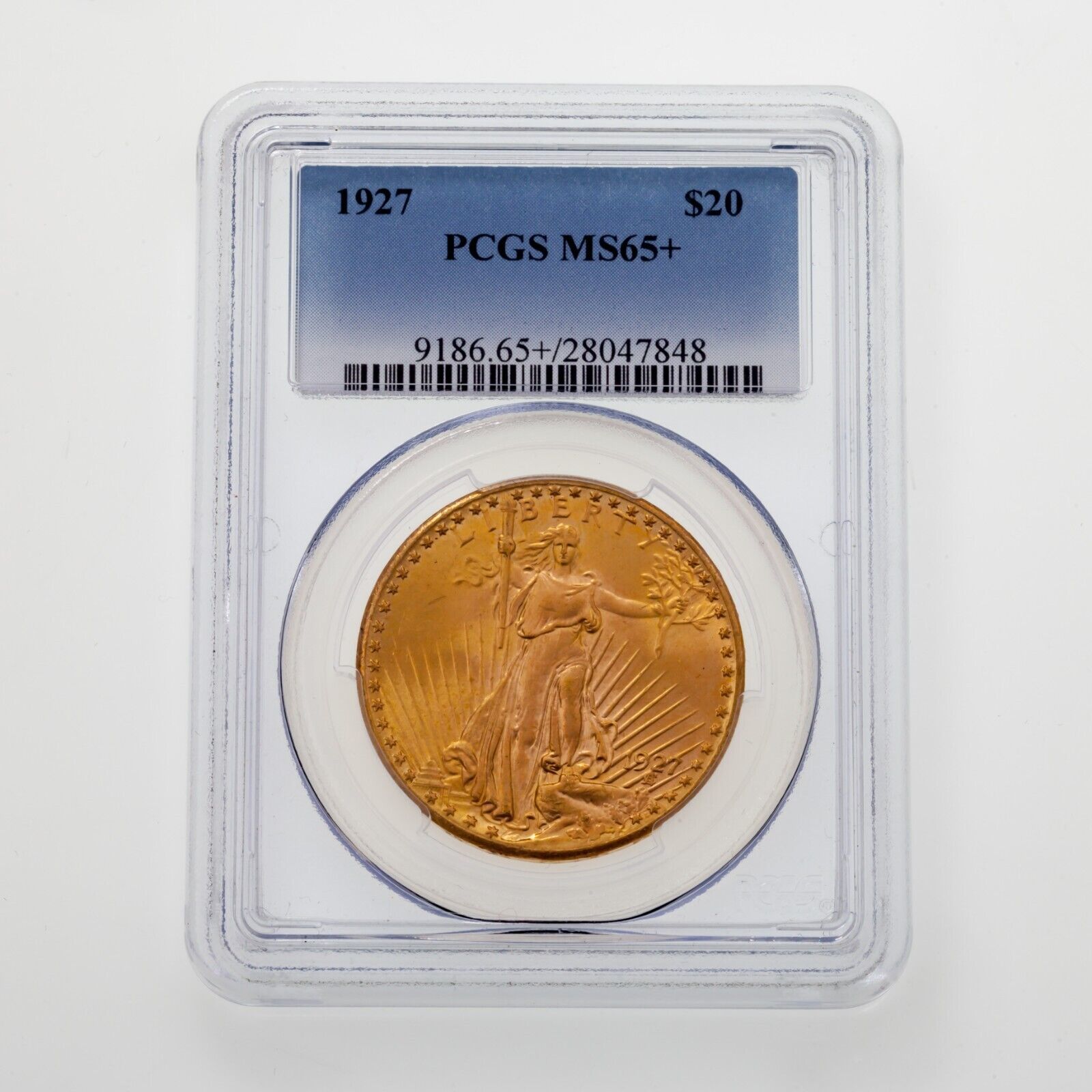 1927 $20 St. Gaudens Gold Double Eagle Graded by PCGS as MS65+ - $3,464.99