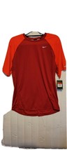 New Men&#39;s Nike Dri-Fit UV Miller Running Shirt 543499 Size Large Orange/Red - £16.65 GBP