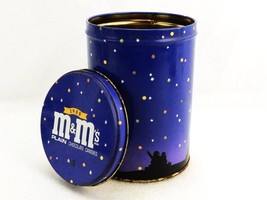 M&amp;Ms Metal Canister, Cobalt Blue, Starry Night Sky w/Meteorite, Vintage ... - $14.65