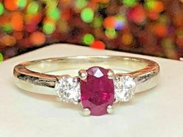 Vintage 14K Yellow Gold Over Red Ruby Diamond Engagement Valentine Ring 1.65Ct - £71.37 GBP