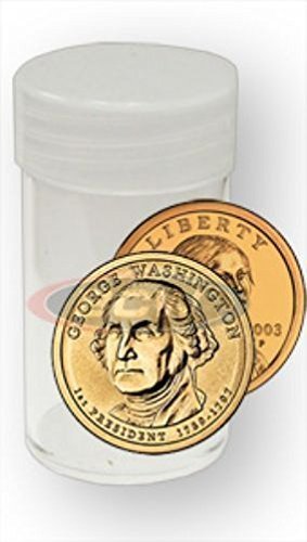 COIN STORAGE TUBES, round clear plastic w/ screw on tops for Small dollar coin /