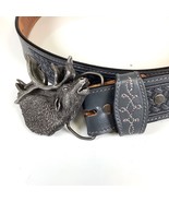 Sz 36 Tooled Leegin Silver Creek Leather Western Belt w/Elk Bergamot Buc... - $33.00