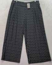 J. Jill Cropped Pants Women&#39;s Petite Medium Black Pleated Elastic Waist Wide Leg - £29.51 GBP