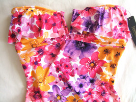 NWT Laundry by Shelli Segal Havana Rose Pink Purple Ruffle Bandeau Swim Suit S - £41.89 GBP