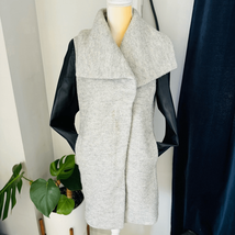 Express Shawl Collar Faux Leather Sleeve Zip Coat, Size Small, Gray/Blac... - $1,100.33 MXN