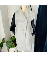 Express Shawl Collar Faux Leather Sleeve Zip Coat, Size Small, Gray/Blac... - $1,100.33 MXN