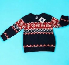 Janie And Jack Baby Boy&#39;s Fair Isle Sweater Holiday Winter Blue Red Whit... - $30.69