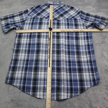 Plains Western Wear Shirt Mens L Blue Pearl Snap Button Up Cowboy Workwear - £14.76 GBP