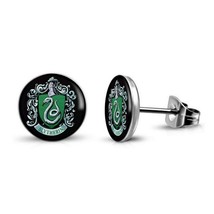 SLYTHERIN EARRINGS 10mm Round Stud Post Harry Potter Hogwarts School Hou... - $129.83 MXN
