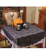 Gothic Black Lace SPIDER WEB TABLE CLOTH Cover Topper Halloween Decor-70in ROUND - $18.97