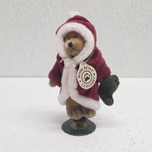 Boyds Bears Santa 3" Christmas Twas F. Wuzzie Holding Stocking On Stand  - $14.75