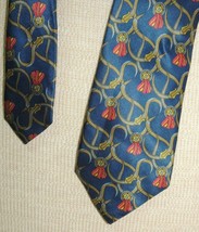 Paul Smith Italy Neck Tie/Necktie Silk blue tassel equestrian 58&quot;x3&quot; NARROW - £32.36 GBP