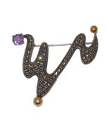 Judith Jack JJ 925 Sterling Silver Marcasite Purple Amethyst Vermeil Bro... - €65,59 EUR