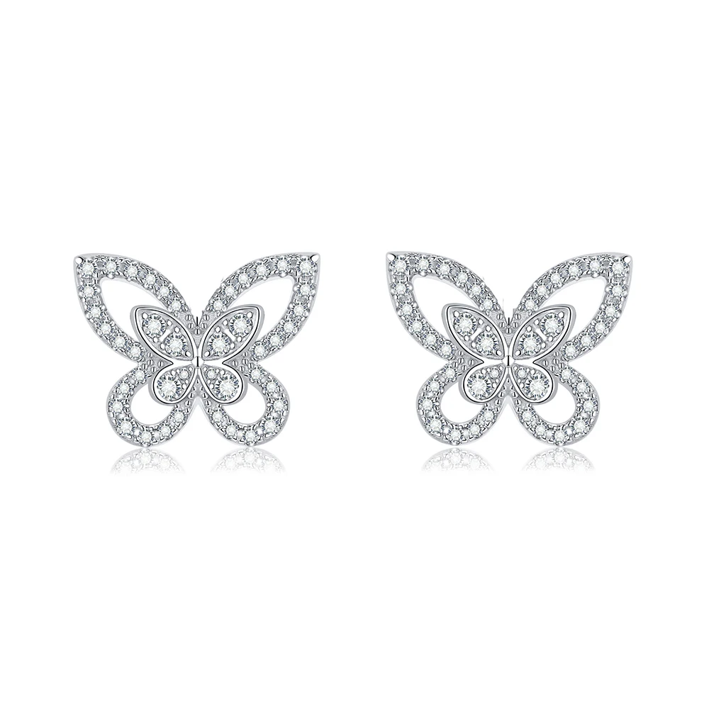 925 Silver Butterfly Design D  color Moissanite 1.04ct Total VVS Fine Jewelry St - £85.90 GBP