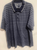 Big Dogs Vintage Polo Shirt-2XL Blue/White Stripes Cotton S/S Euc Mens - £13.16 GBP