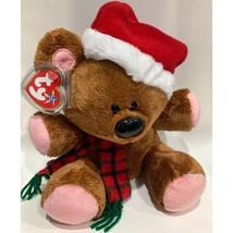 Ty Beanie Buddy Pooky the Stuffed Animal Bear Brown Santa Hat Gift Chris... - £42.98 GBP
