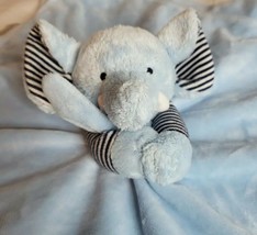 Carters Blue Elephant Navy Stripes Baby Boy Plush Security Blanket Lovey Rattle - £12.10 GBP