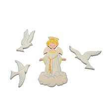 Dolly Toy Angel and Doves Mid Century Decor, Wall Hangings Vintage Nursery - £22.34 GBP