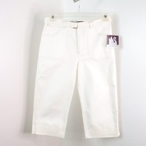 New Gloria Vanderbilt Womens 10 Emrboidered White Denim Capri Jeans Pants w-Belt - £15.73 GBP