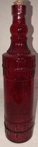 Holiday Xmas Glass Decorating Bottle 12.25” Tall Red W Cork Raised Desig... - £23.26 GBP