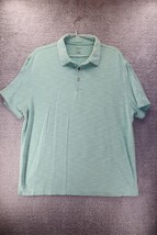 Van Heusen Men&#39;s Polo Shirt Green Collar 1/4 Button Short Sleeve Pullover XL - £6.18 GBP