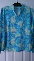 NWT Ladies IBKUL  ALISSA Blue & Green Long Sleeve Mock Golf Shirt XL & XXL image 2