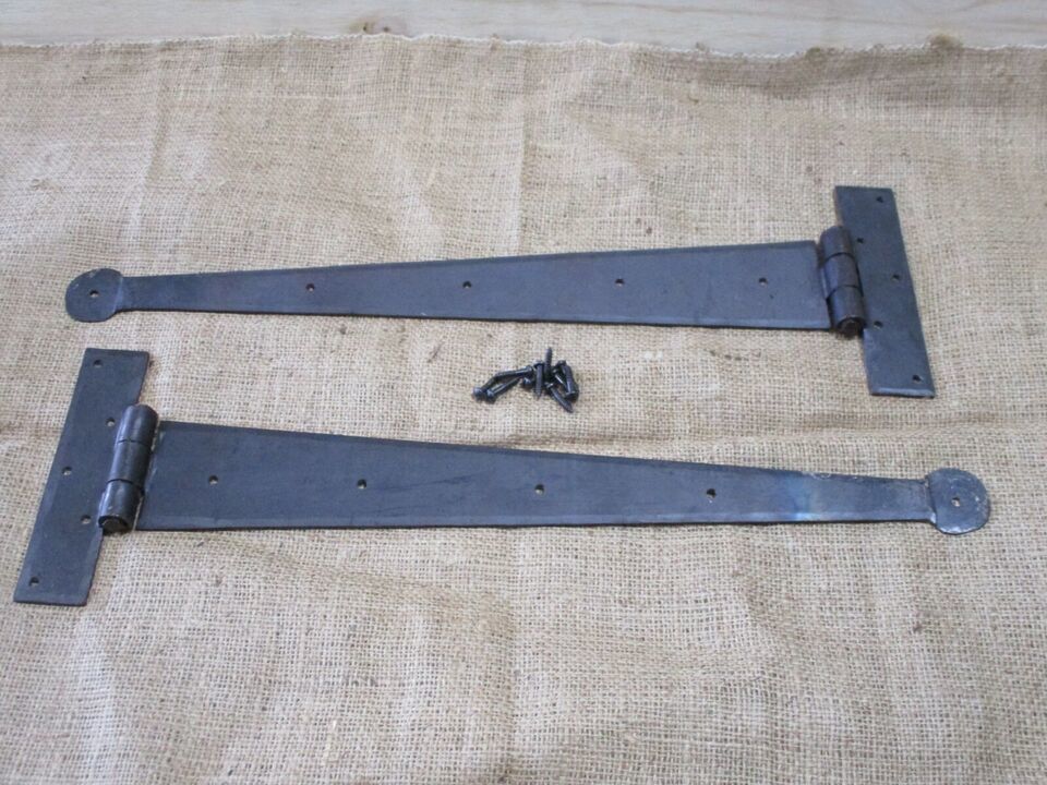 2 Ex Large Strap T Hinges 18&quot; Tee Hand Forged Gate Barn Rustic Medieval ... - $59.99
