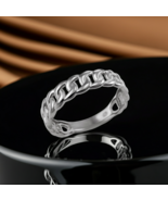 Lightweight White Gold Cuban Link Chain Band Ring 5mm Unisex Polished 10... - $269.99+