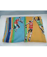 Vintage kids room  NBA pleated drape set  basketball players design sear... - $34.65