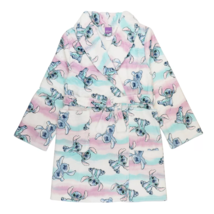 NEW Girls Disney Lilo &amp; Stitch Plush Belted Robe sz 4 rainbow pastel w/ ... - $15.95
