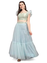 Designer Net Lehenga Choli Womens Semi-Stitched Wedding Party fashion Free Size - £35.29 GBP