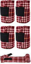 Horse Tack Grooming Leg set of 4 Polo Wrap Soft Fleece Burgundy Plaid  9... - $18.80