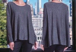 Eileen Fisher Speckled Top XSmall 2 4 Gray $178 Vintage Drapey Wool Silk NWT - £100.30 GBP