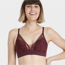 Auden Size L Lace Lightly Lined Bralette Bra Red Maroon Adjustable Women... - £7.31 GBP