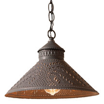 Stockbridge Punched Tin Shade Pendant Light with Willow  Kettle Black - €109,56 EUR
