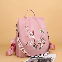 Waterproof  Ox Backpack Women With Embroidery  Elegant Female School Bag Backpa  - £117.36 GBP