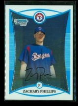 2008 Topps 1ST Bowman Chrome Baseball Card BCP23 Zachary Phillips Texas Rangers - £6.74 GBP